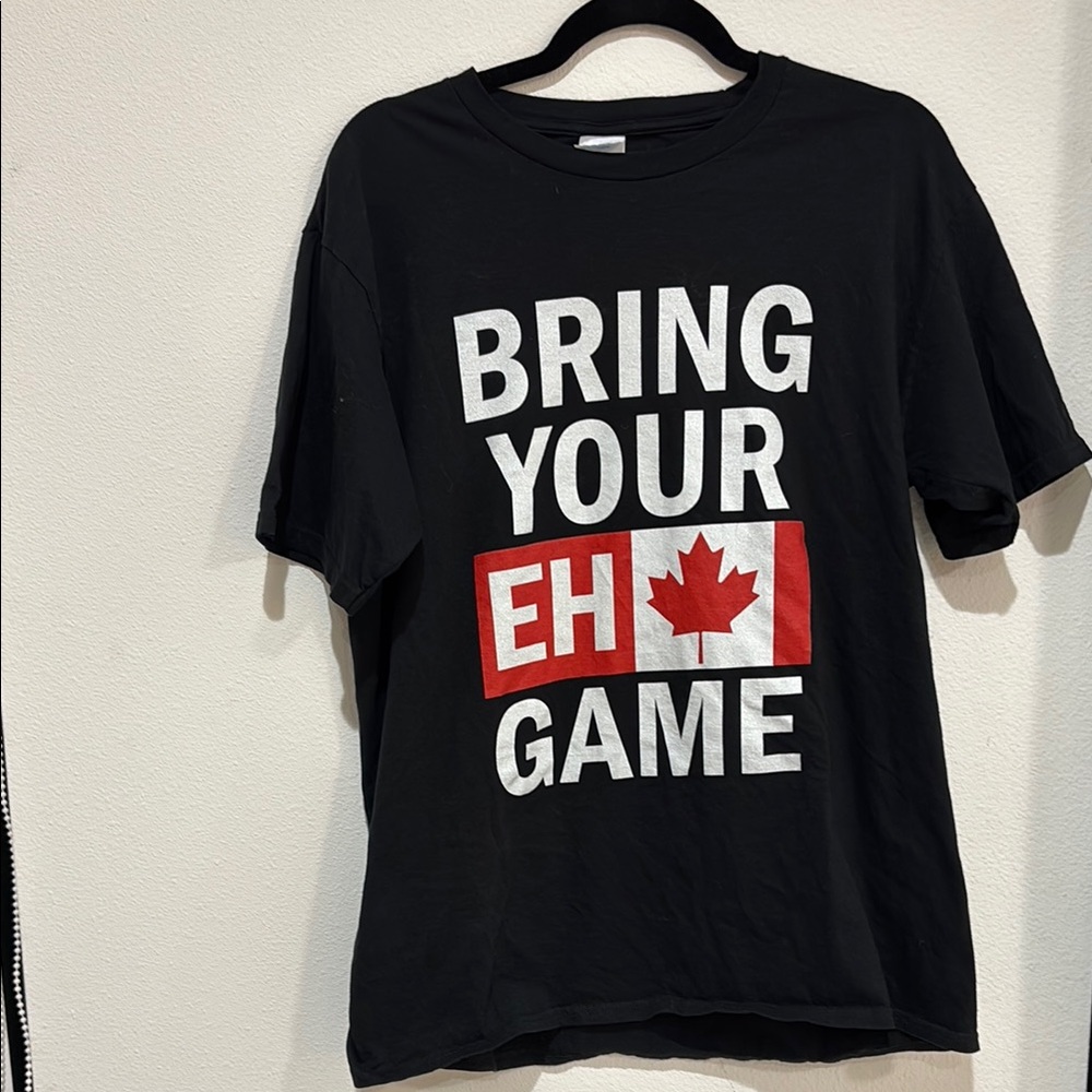 Port & Company Canada Bring Your Eh Game - Black Men’s Large Graphic T Shirt